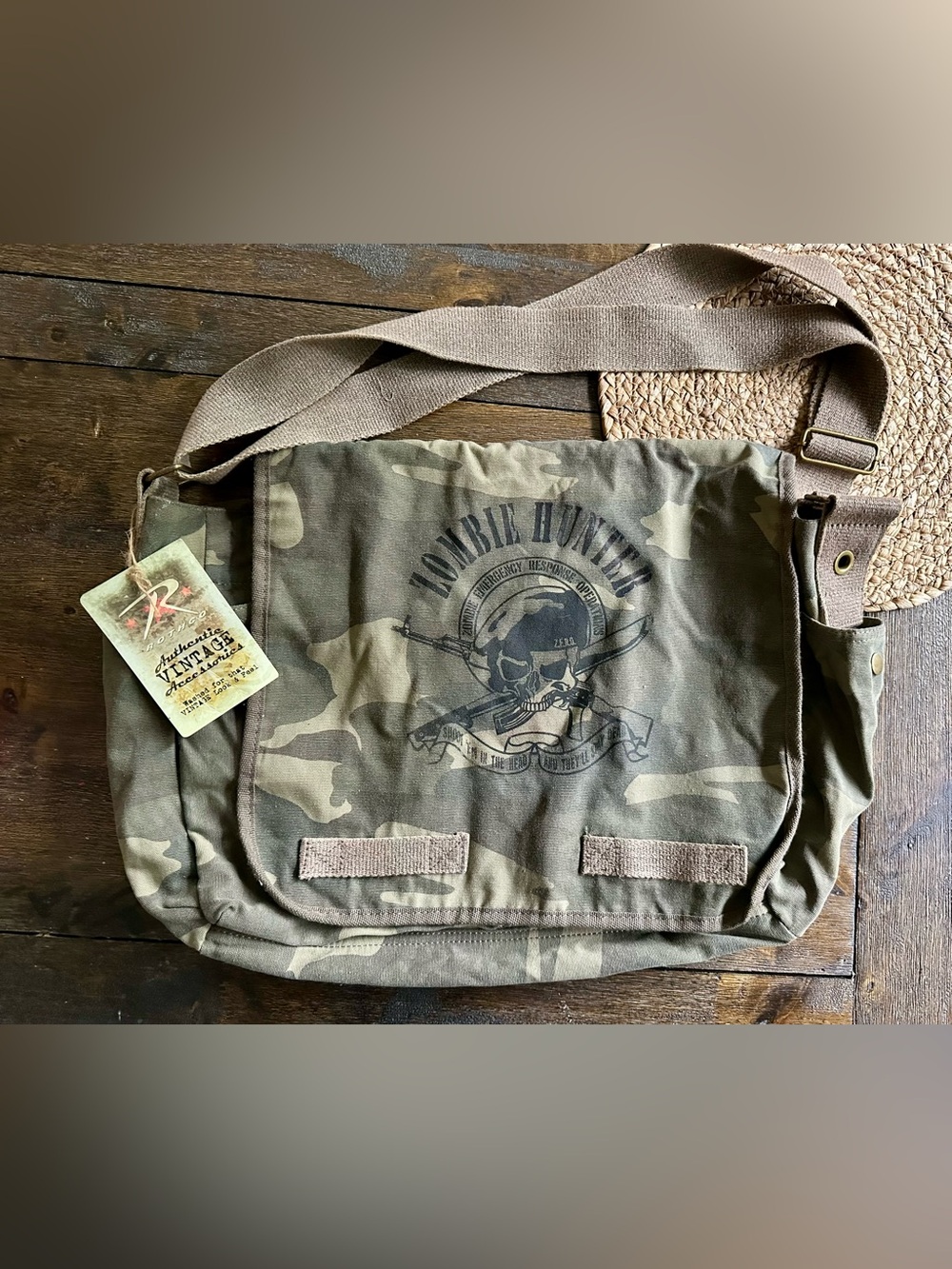 Rothco Camouflage Messenger Bag with Skull Graphic - Olive